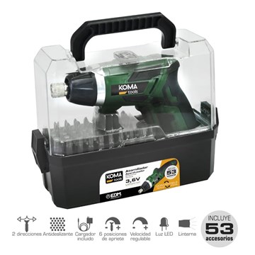 ATORNILLADOR A BATERIA REVERSIBLE 3.6V EDM - Imagen 1